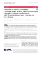 Evaluation of microscopy, serology, circulating anodic antigen (CAA), and eosinophil counts for the follow-up of migrants with chronic schistosomiasis