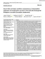 Use of diet and body condition assessments as intermediate indicators of translocation success in the Critically Endangered Philippine crocodile (Crocodylus mindorensis)