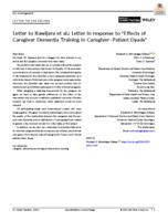 Letter to Kawijara et al.: Letter in response to "Effects of caregiver dementia training in caregiver-patient dyads"