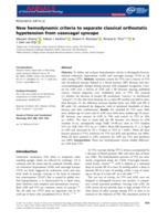 New hemodynamic criteria to separate classical orthostatic hypotension from vasovagal syncope