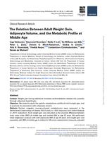 The relation between adult weight gain, adipocyte volume, and the metabolic profile at middle age