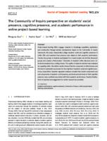 The Community of Inquiry perspective on students' social presence, cognitive presence, and academic performance in online project‐based learning