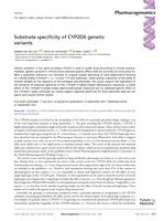 Substrate specificity of CYP2D6 genetic variants