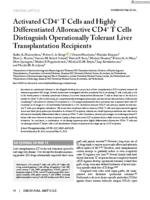 Activated CD4(+) T cells and highly differentiated alloreactive CD4(+) T cells distinguish operationally tolerant liver transplantation recipients