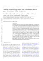 Galactic potential constraints from clustering in action space of combined stellar stream data