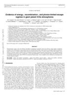 Evidence of energy-, recombination-, and photon-limited escape regimes in giant planet H/He atmospheres