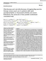 Effectiveness and cost-effectiveness of longstanding exercise therapy versus usual care in patients with axial spondyloarthritis or rheumatoid arthritis and severe limitations