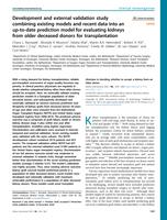 Development and external validation study combining existing models and recent data into an up-to-date prediction model for evaluating kidneys from older deceased donors for transplantation