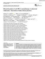 Discontinuation of anti-PD-1 monotherapy in advanced melanoma