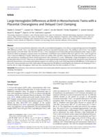 Large hemoglobin differences at birth in monochorionic twins with a placental chorangioma and delayed cord clamping