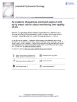 Perceptions of Japanese and Dutch women with early breast cancer about monitoring their quality of life