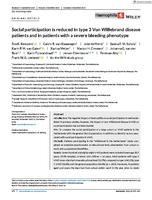 Social participation is reduced in type 3 Von Willebrand disease patients and in patients with a severe bleeding phenotype