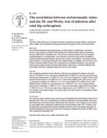 The association between socioeconomic status and the 30-and 90-day risk of infection after total hip arthroplasty