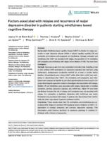 Factors associated with relapse and recurrence of major depressive disorder in patients starting mindfulness-based cognitive therapy