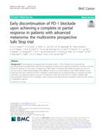 Early discontinuation of PD-1 blockade upon achieving a complete or partial response in patients with advanced melanoma