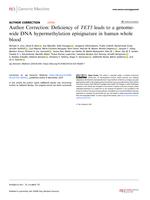 Deficiency of TET3 leads to a genome-wide DNA hypermethylation episignature in human whole blood (vol 6, 92, 2021)