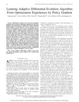 Learning adaptive differential evolution algorithm from optimization experiences by policy gradient