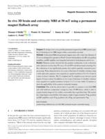 In vivo 3D brain and extremity MRI at 50 mT using a permanent magnet Halbach array