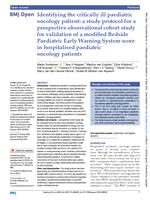 Identifying the critically ill paediatric oncology patient