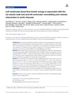 Left ventricular blood flow kinetic energy is associated with the six-minute walk test and left ventricular remodelling post valvular intervention in aortic stenosis