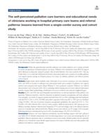 The self-perceived palliative care barriers and educational needs of clinicians working in hospital primary care teams and referral patterns