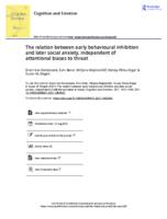 The relation between early behavioural inhibition and later social anxiety, independent of attentional biases to threat