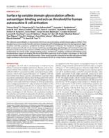 Surface Ig variable domain glycosylation affects autoantigen binding and acts as threshold for human autoreactive B cell activation