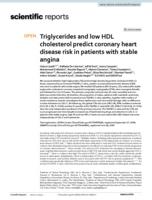 Triglycerides and low HDL cholesterol predict coronary heart disease risk in patients with stable angina