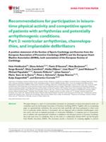 Recommendations for participation in leisure-time physical activity and competitive sports of patients with arrhythmias and potentially arrhythmogenic conditions. Part 2