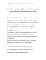 What influences speech-language pathologists' use of different types of language assessments for elementary school-age children?