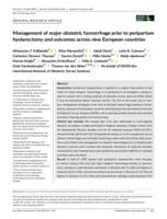 Management of major obstetric hemorrhage prior to peripartum hysterectomy and outcomes across nine European countries