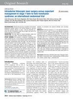 Intrauterine fetoscopic laser surgery versus expectant management in stage 1 twin-to-twin transfusion syndrome