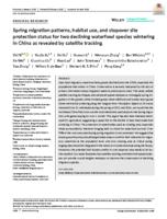 Spring migration patterns, habitat use, and stopover site protection status for two declining waterfowl species wintering in China as revealed by satellite tracking