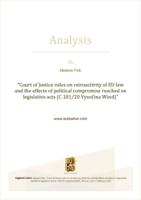 Court of Justice rules on retroactivity of EU law and the effects of political compromise reached on legislative acts (C‑181/20 Vysočina Wind)