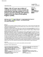 Higher risk of 2-year cup revision of ceramic-on-ceramic versus ceramic-on-polyethylene bearing