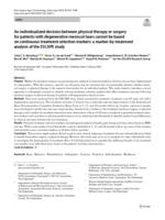 An individualized decision between physical therapy or surgery for patients with degenerative meniscal tears cannot be based on continuous treatment selection markers