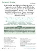 IgD subtype but not IgM or non-secretory is a prognostic marker for poor survival following autologous hematopoietic cell transplantation in multiple myeloma