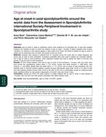 Age at onset in axial spondyloarthritis around the world