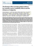 The Einstein effect provides global evidence for scientific source credibility effects and the influence of religiosity