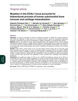 Mutation in the CCAL1 locus accounts for bidirectional process of human subchondral bone turnover and cartilage mineralization