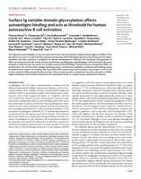 Surface Ig variable domain glycosylation affects autoantigen binding and acts as threshold for human autoreactive B cell activation