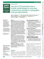 Low-dose CT hounsfield units: a reliable methodology for assessing vertebral bone density in radiographic axial spondyloarthritis