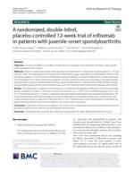 A randomized, double-blind, placebo-controlled 12-week trial of infliximab in patients with juvenile-onset spondyloarthritis