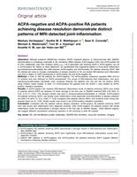ACPA-negative and ACPA-positive RA patients achieving disease resolution demonstrate distinct patterns of MRI-detected joint-inflammation