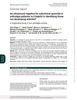 An ultrasound negative for subclinical synovitis in arthralgia patients