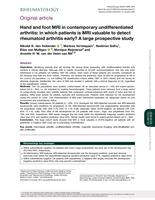 Hand and foot MRI in contemporary undifferentiated arthritis