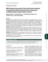 MRI-detected synovitis of the small joints predicts rheumatoid arthritis development in large joint undifferentiated inflammatory arthritis