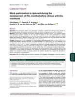 Work participation is reduced during the development of RA, months before clinical arthritis manifests