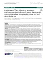 Prediction of flare following remission and treatment withdrawal in early rheumatoid arthritis