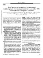 High tacrolimus intrapatient variability and subtherapeutic immunosuppression are associated with adverse kidney transplant outcomes